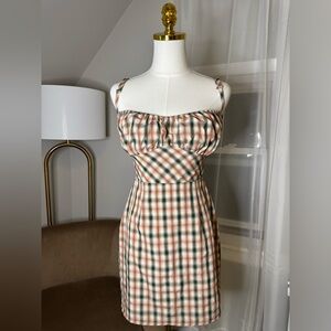 Blue Blush | Plaid Back Tie Mini Dress